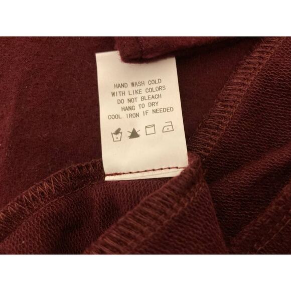 Melloday Women's Open Cardigan Sweater Large Wine NWT Slash Pockets Tunic Length - Picture 7 of 7